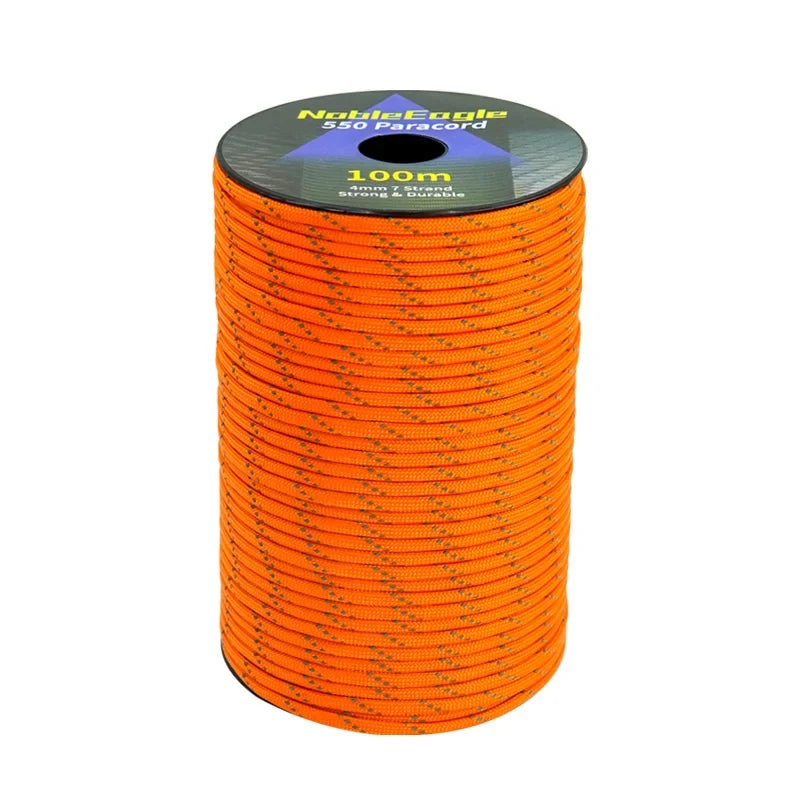 Reflective Paracord Military 7 Strand 4mm 550 Tactical Parachute Cord Camping Tent Lanyard DIY Bracelet Weaving Rope