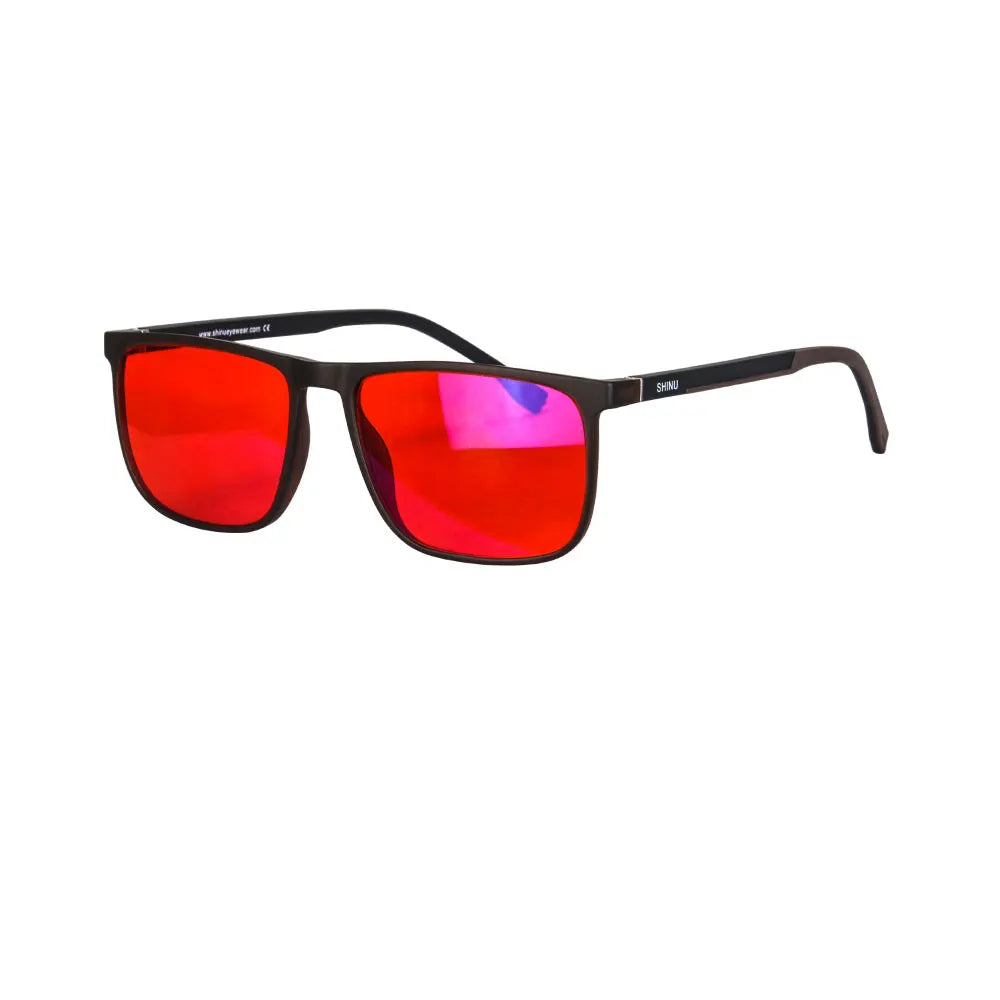 SHINU Good Sleep Blue Light Blocking Glasses Men Red Lenses Anti Green Light Eliminate Eye Strain Glasses Bluelight 078RD
