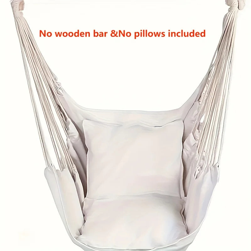 Durable Portable Hammock Chair Striped Design Comfortable Hanging Lounger for Camping Backyard Garden Patio Rest