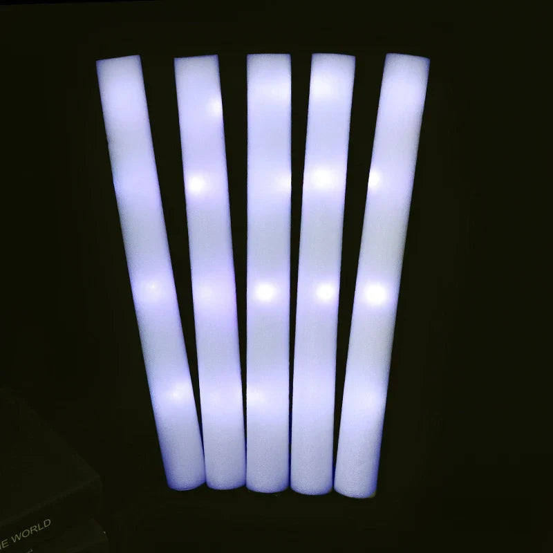 30Pcs RGB LED Glow Foam Stick Bulk Colorful LED Glow Sticks Cheer Tube Dark   Light Birthday Wedding Party Supplies