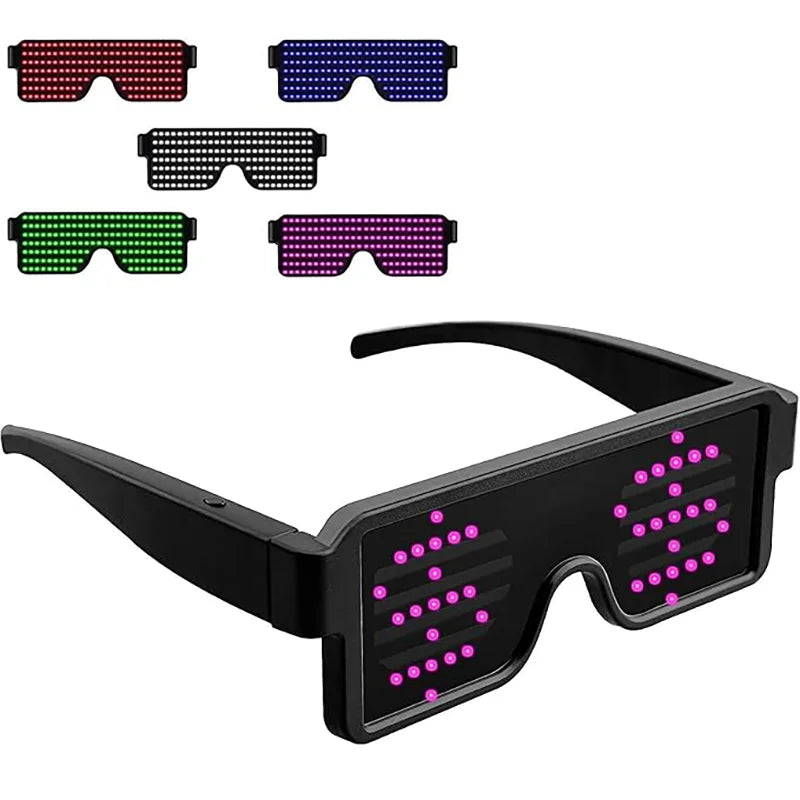 LED Glasses Light Up Dynamic Party Favor Glasses Festival Christmas USB Rechargeable LED Rave Glowing Flashing Glasses