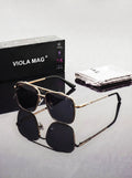 VIOLA MAG Luxury Retro Double Bridge Aviator Sunglasses, Premium  Pilot Eyewear, Fashion Designer Square Shades with Protective