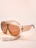 Y2K Wide Rim Shield Sunglasses, Unisex Oversized Wraparound Frame Solid Lens Street Style Eyewear
