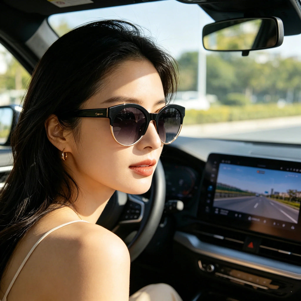 Trendy sunglasses woman luxury 2026 TR90 Frame glasses fashion UV400 Protection with Glasses case for outdoor Sunshade glasses