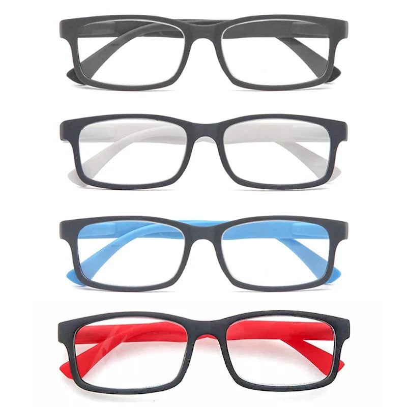MODFANS Rectangular Classic Matte Frame, Solid-Color Temples, Reading Glasses for Men and Women, Prescription +1.0 to +4.0.