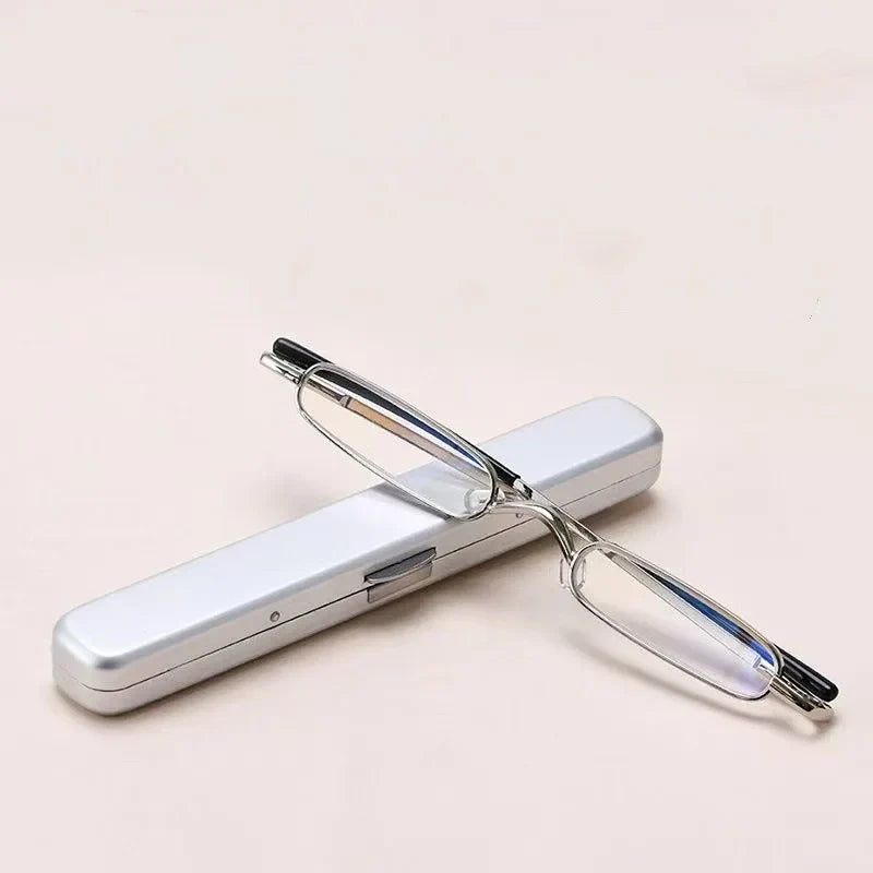 Portable Pen Holder Style Reading Glasses, Ultra-Light Metal, Anti-Blue Light, High-End Glasses for the Elderly.