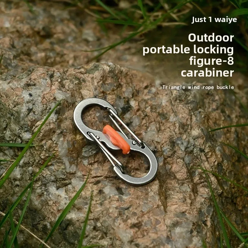 Anti Theft 8 Shape Locking Carabiner S Hook Stainless Steel Keychain Clip for Backpack Outdoor Travel