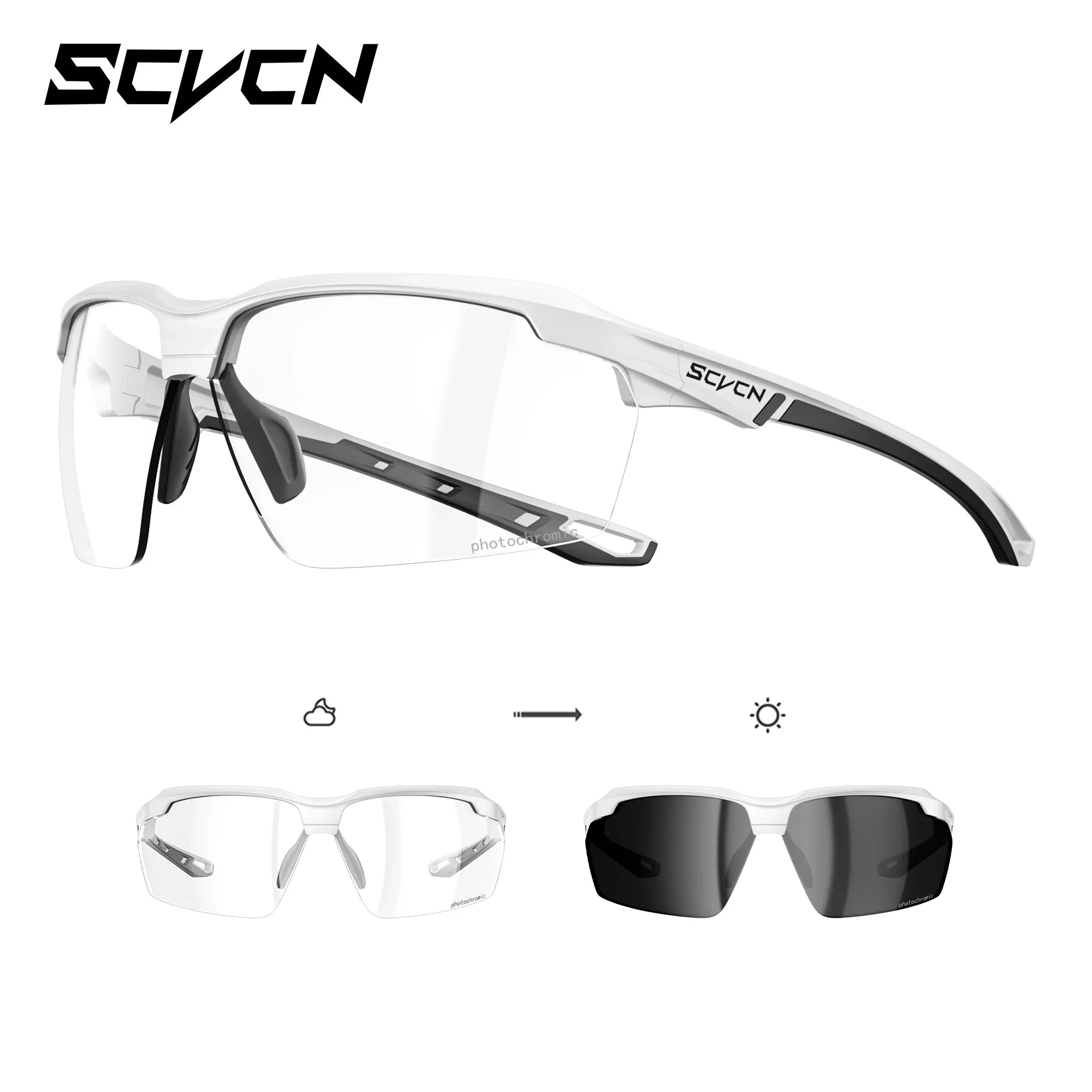 SCVCN Photochromic Cycling Sunglasses Marathon Running Glasses Men Outdoor Sports Women Driving Bicycle Bike Eyewear New