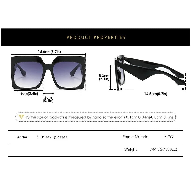 Oversize Square Sunglasses Women Men Travel Luxury Male Leopard Shades Female UV400 Brand Gafas Oculos Retro Designer