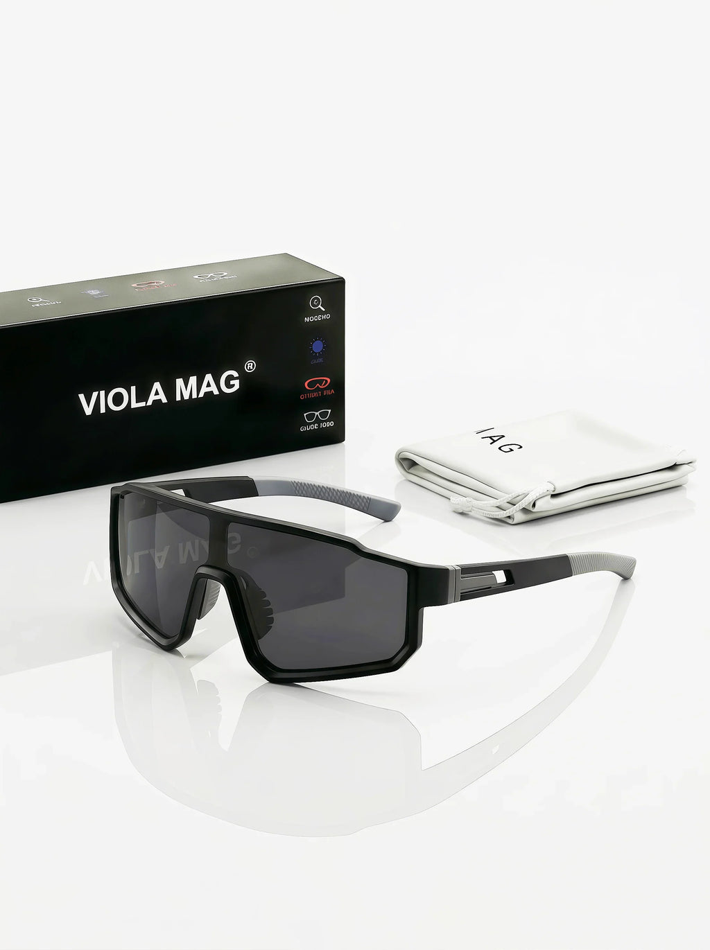 VIOLA MAG Fashion Cycling Glasses, Unisex, Oversized Frame, Non-slip Rubber Grip Frame Suitable for Running, Fishing, Hiking and