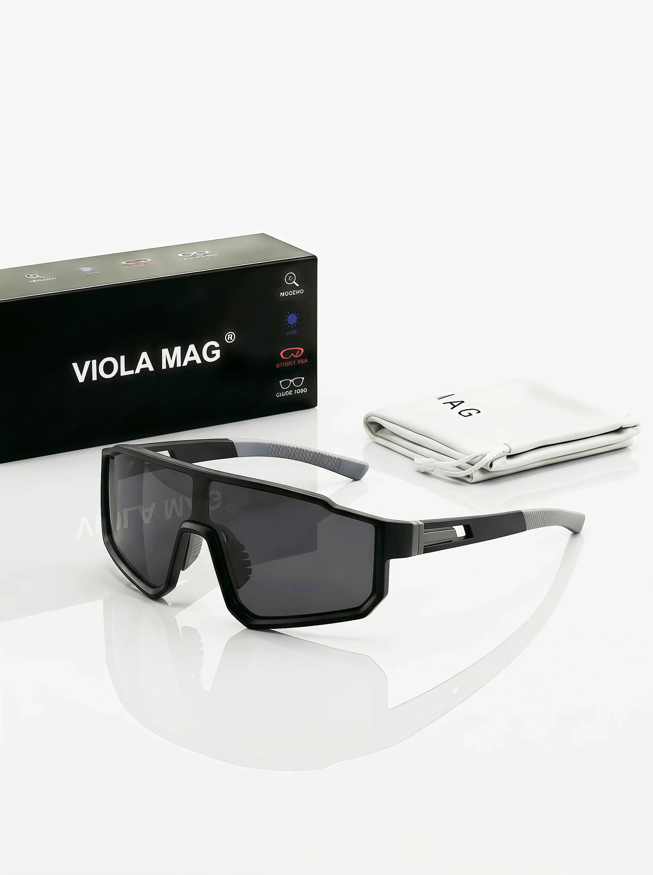 VIOLA MAG Fashion Cycling Glasses, Unisex, Oversized Frame, Non-slip Rubber Grip Frame Suitable for Running, Fishing, Hiking and