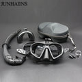 Wet Low Volume Diving Mask Tempered Glass Freedive Mask J-type Diving Mask Snorkel Set with Camera Mount Black
