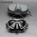 JUNHAIINS Tempered Glass Freediving Mask Snorkeling Set Foldable Snorkel J-Type Diving Mask with Camera Mount