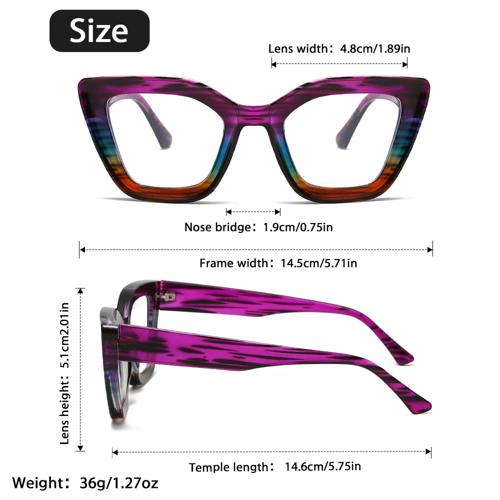Progressive Purple Gradient Reading Glasses with Metal Hinge Frame Fashionable Prescription Reading Eyeglasses for Adults