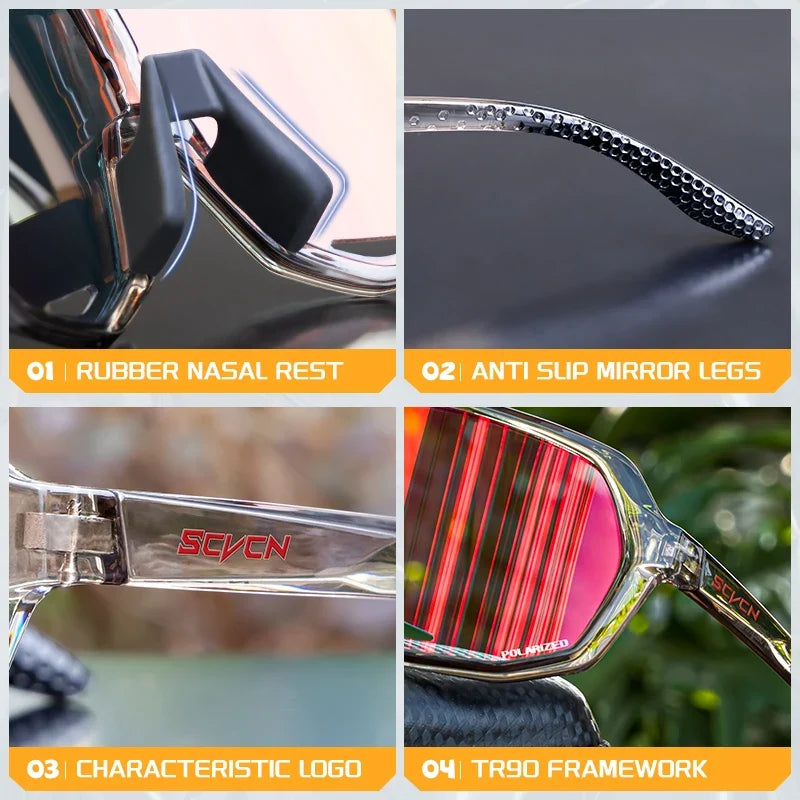 Scvcn Cycling Glasses Photochromic Sunglasses for Men Sun Mountain Bike Road Bicycle Eyewear Cycle Goggles Sports UV400 MTB
