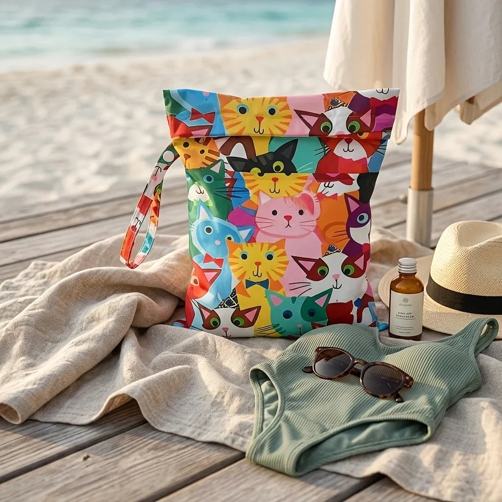 Waterproof Dry Wet Separation Bag Fashion Beach Zipper Bag for Travel Swim Pool Yoga Sportswear Cosmetics Lingerie Storage