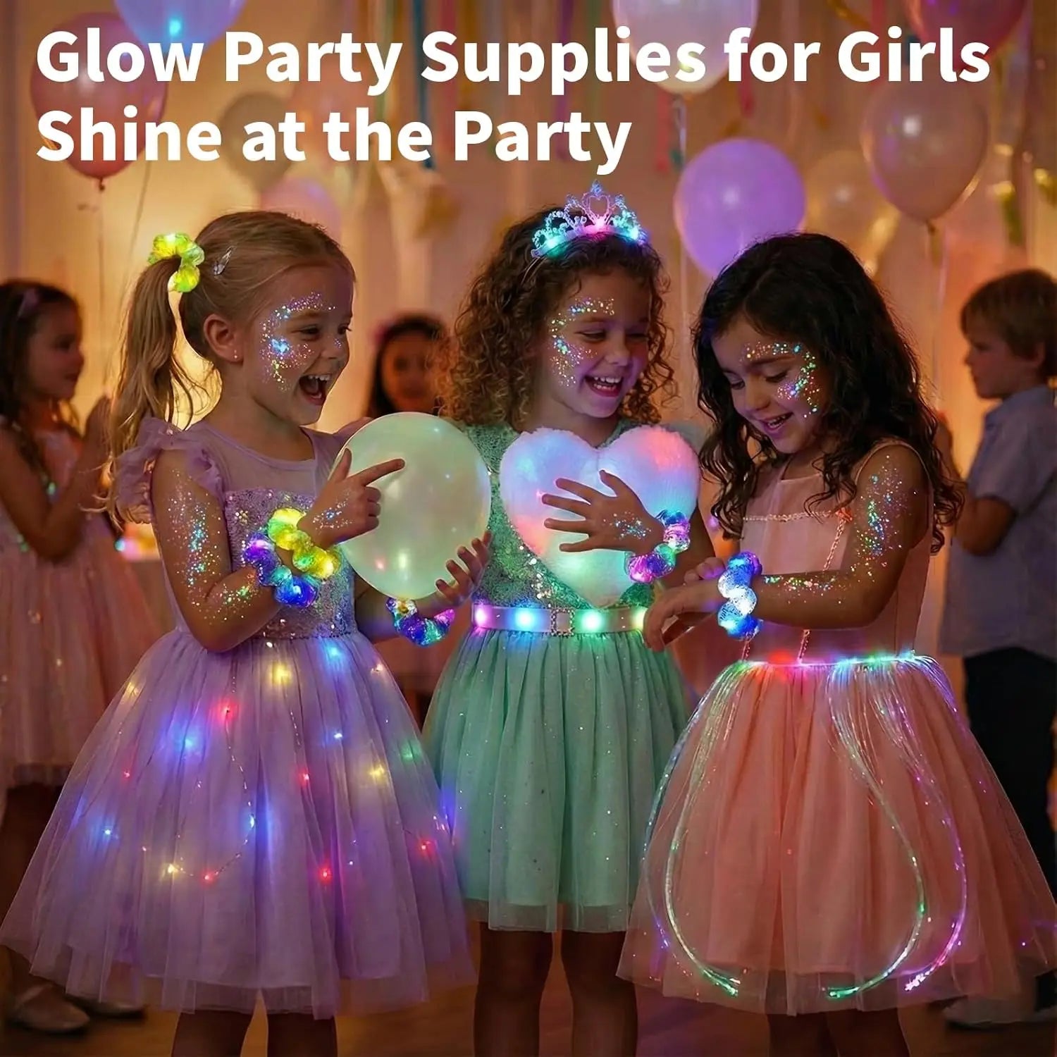 Light Up Scrunchies, LED Scrunchies Hair Bands, Elastic Glow in the Dark Srunchies Rave Accessories for Women Birthday Halloween