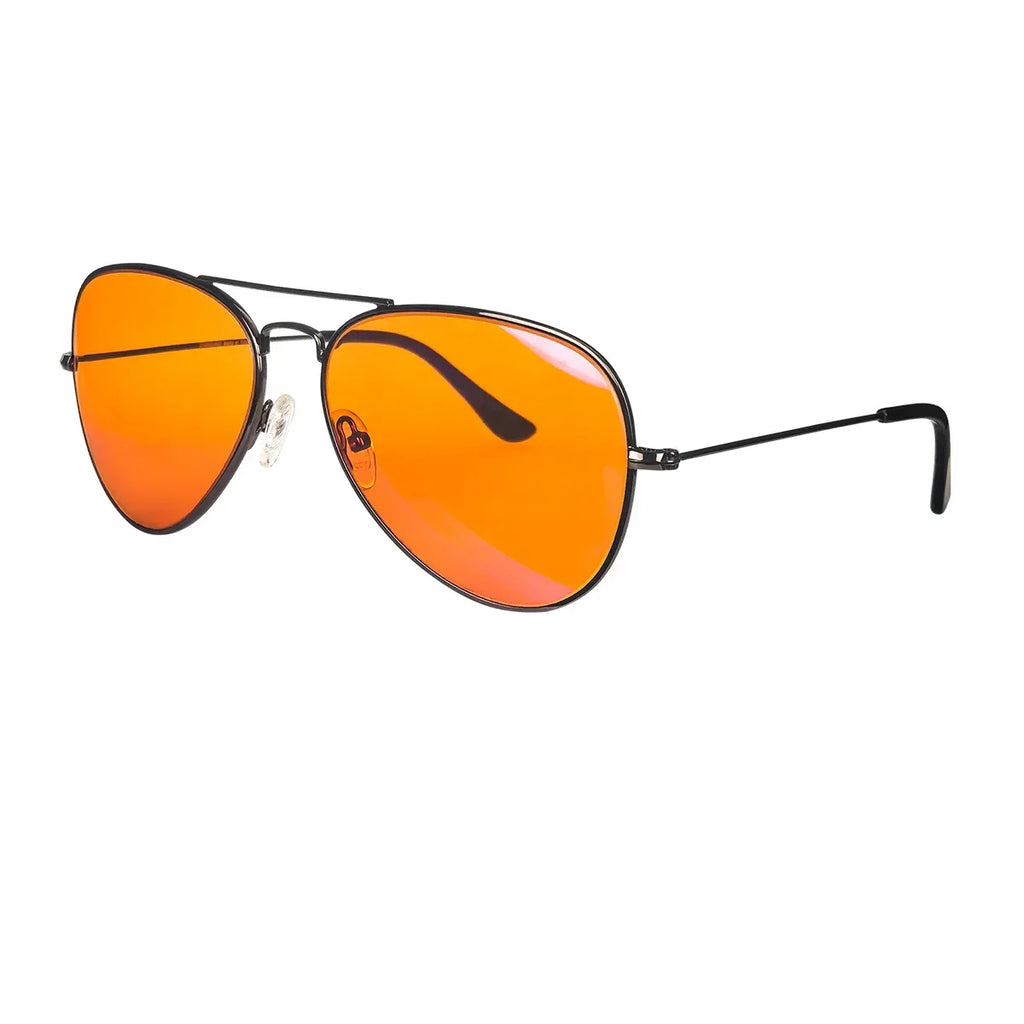 SHINU Anti Blue Light Lenses Glasses Men Orange Lens Glasses Blue Light Filter Better Sleep Rest Glasses Metal Frame Eyewear
