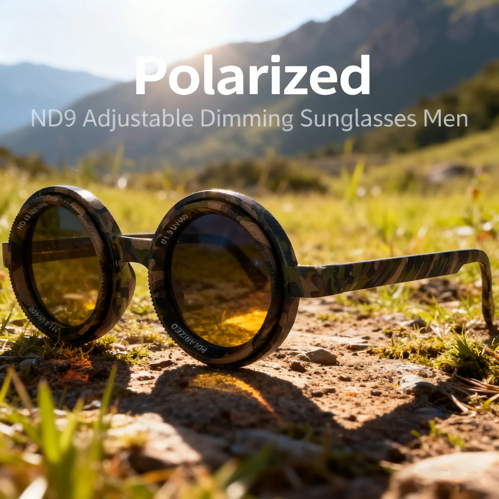 Polarized ND9 Adjustable Dimming Sunglasses Men 2026 Trendy Punk Round Sun Glasses UV400 Outdoor Shades Fishing Filter Eyewear