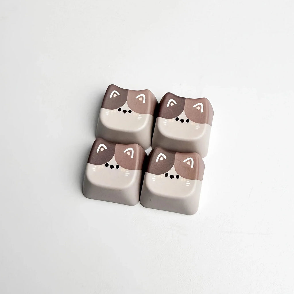 Cute Cat 4 in 1 Keyboard Button Keychain Portable Mini Cute Cat Themed Keyboard Key Pendant
