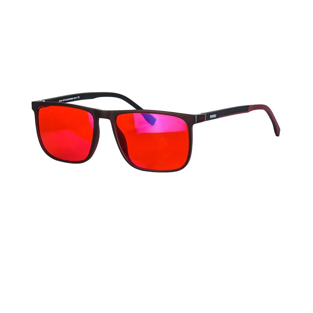 SHINU Good Sleep Blue Light Blocking Glasses Men Red Lenses Anti Green Light Eliminate Eye Strain Glasses Bluelight 078RD