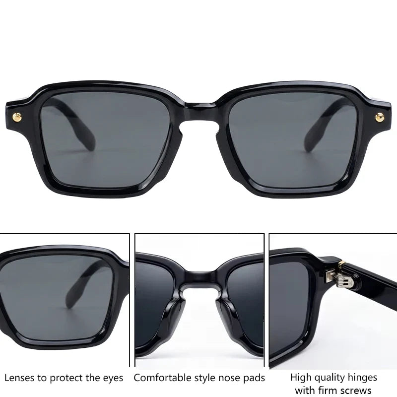 Photochromic Square Punk Sunglasses Men 2026 Luxury Brand Designer Rivet Sun Glasses Vintage Shades Male Driving Fashion Eyewear