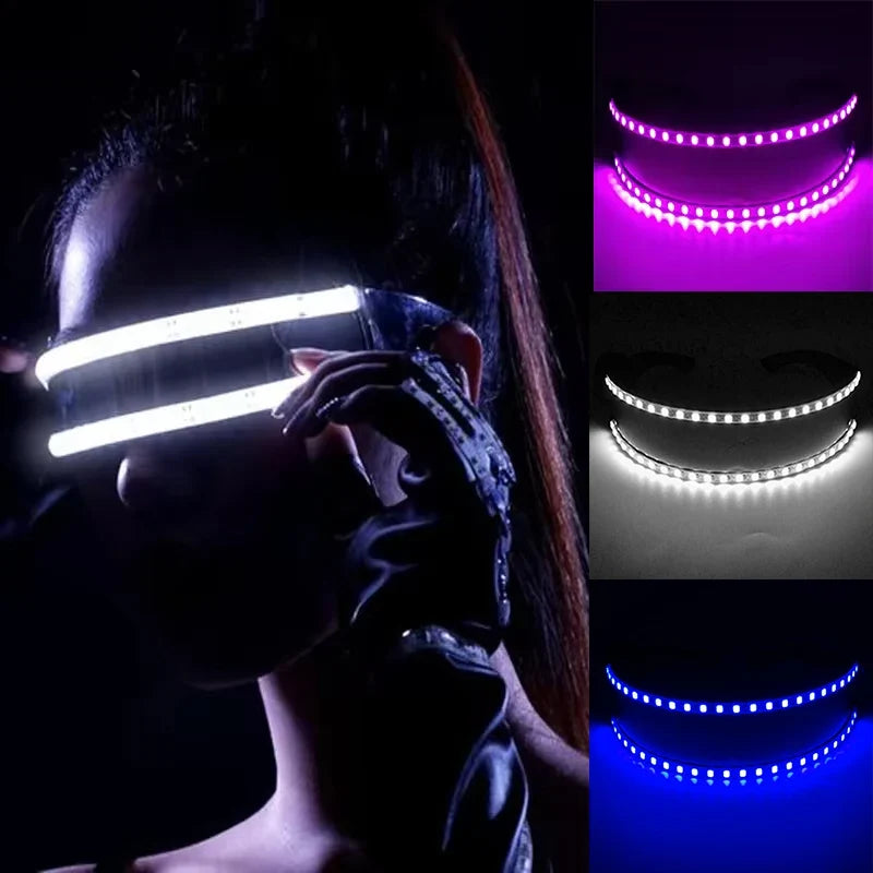 Glowing Glasses for Night Club Performers LED Glasses Party Dancing Rave Christmas 6V Led Futuristic Soldier Glasses Neon Lights