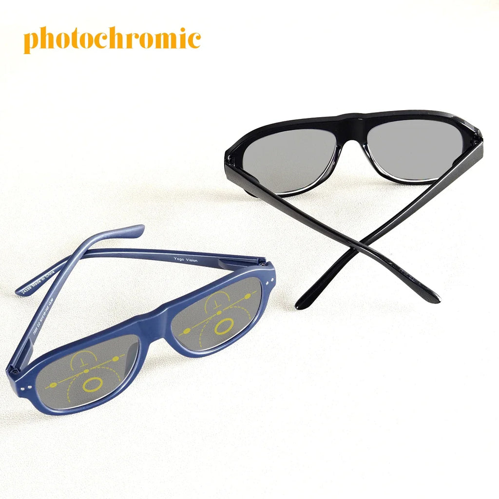 Progressive Multifocal Reading Glasses Men Women Oval Photochromic Presbyopic Eyeglasses Classic Rivet Anti Blue Light Diopter