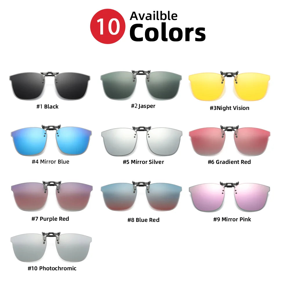 VIVIBEE Big Size Flip up Clip on Sunglasses Polarized Men Classic UV400 Photochromic Lens Sun Glasses for Women