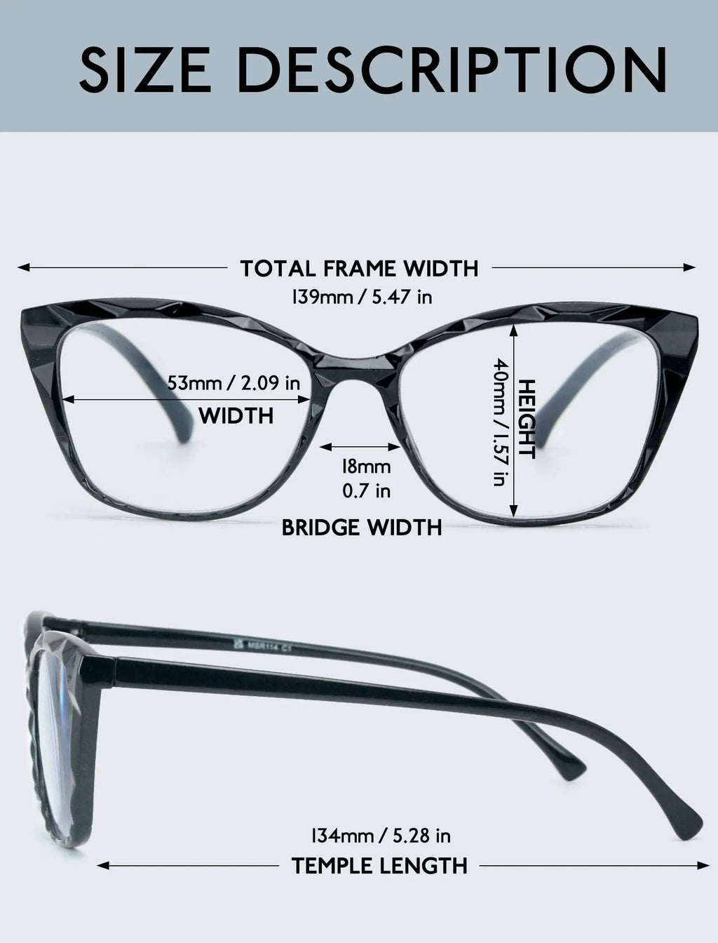 MODFANS Gradient Cat-Eye Polygonal Blue Light-Blocking Reading Glasses, Geometrically Cut Clear PC, for Women, +0.5 to +4.0.