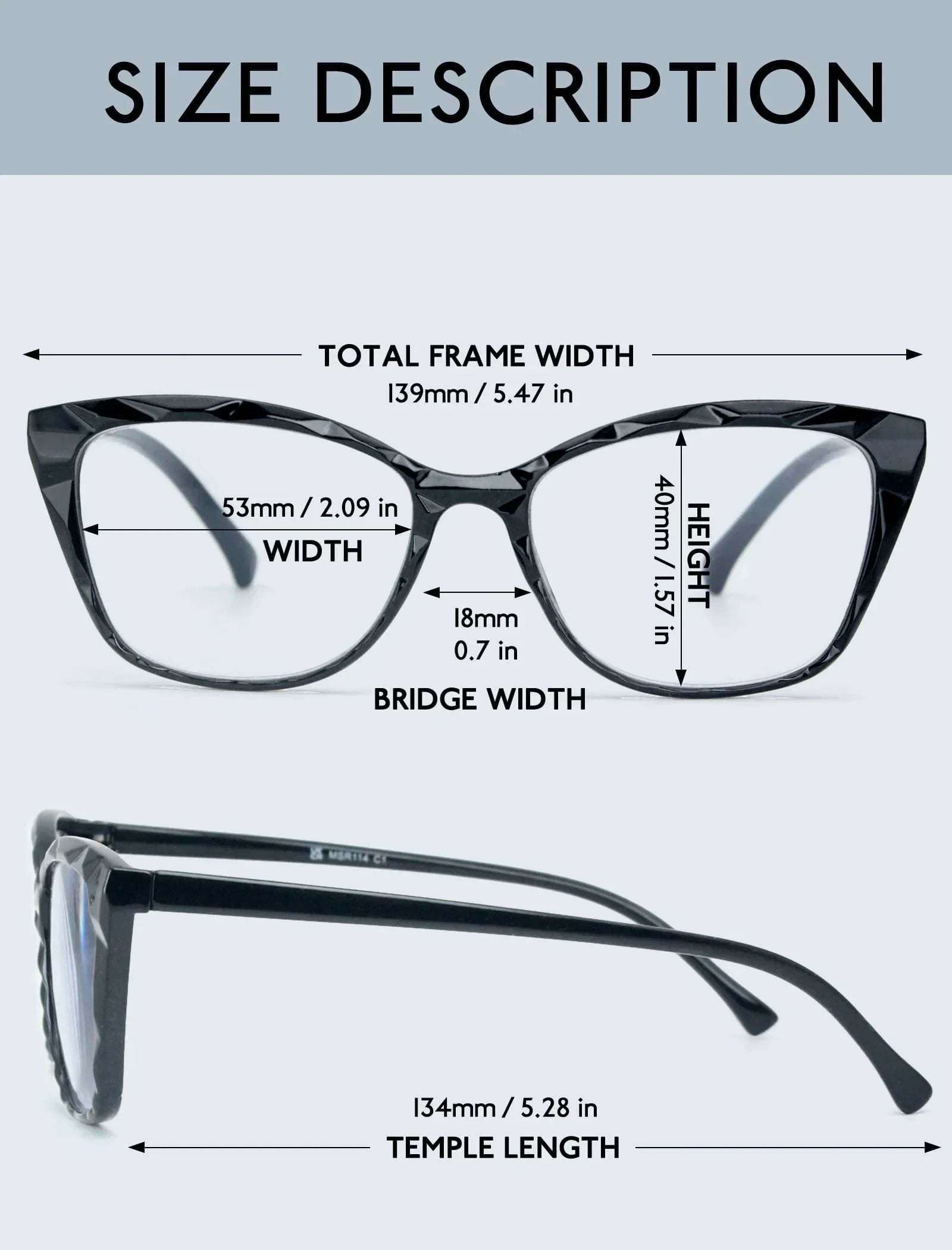 MODFANS Gradient Cat-Eye Polygonal Blue Light-Blocking Reading Glasses, Geometrically Cut Clear PC, for Women, +0.5 to +4.0.