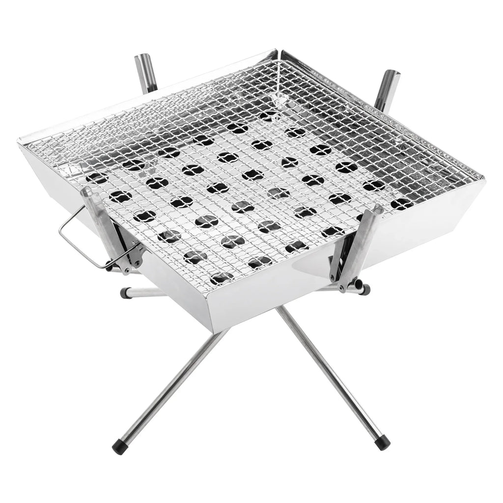 Goture 1pc Portable Stainless Steel Foldable BBQ Grill, 1-2 People Charcoal Stove for Camping Picnic & Outdoor