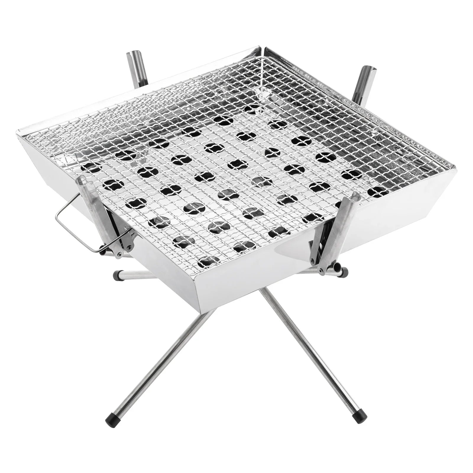 Goture 1pc Portable Stainless Steel Foldable BBQ Grill, 1-2 People Charcoal Stove for Camping Picnic & Outdoor
