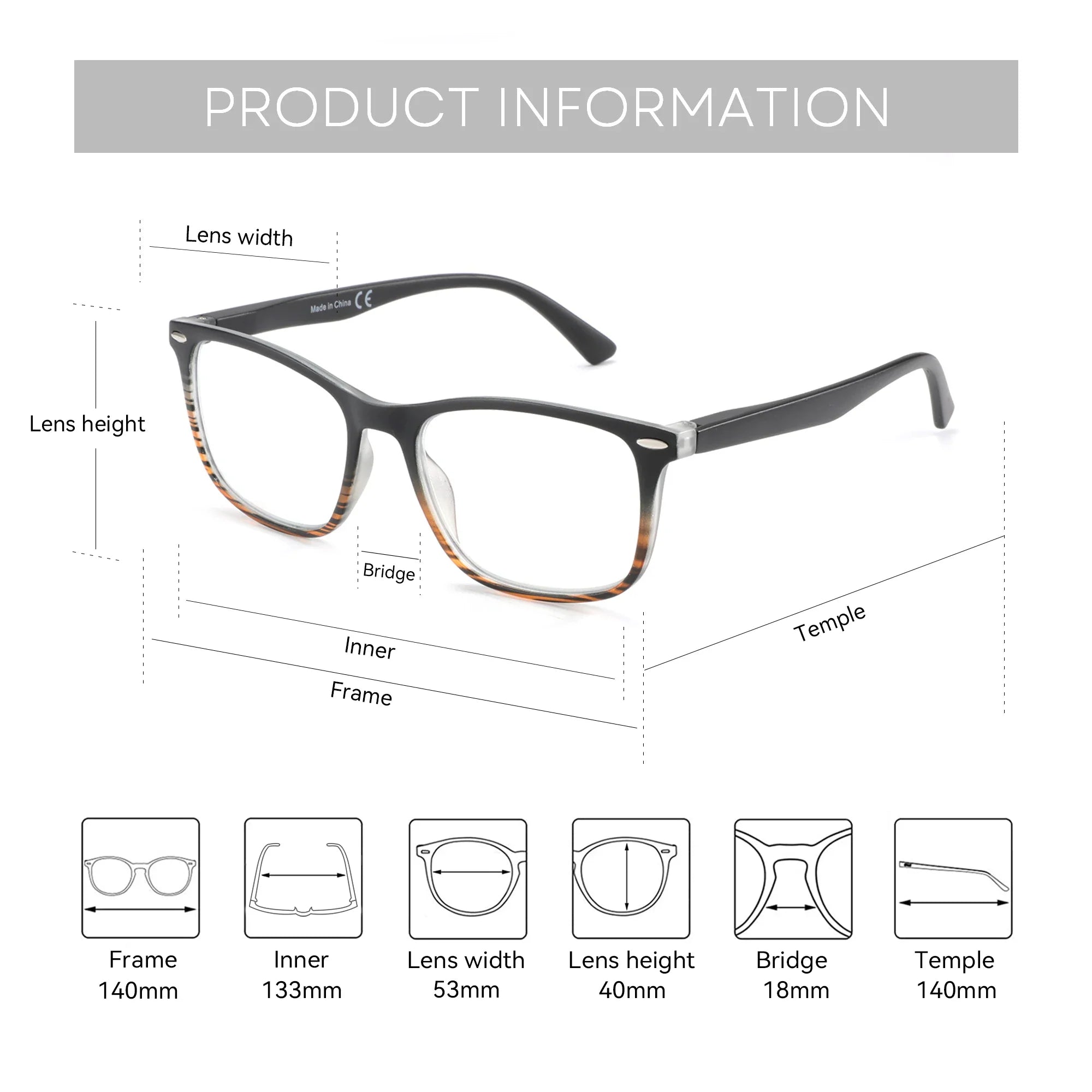 ZENOTTIC Fashion Square Reading Glasses Men Anti Blue Light Blocking Eyeglasses Computer Readers with Spring Hinge