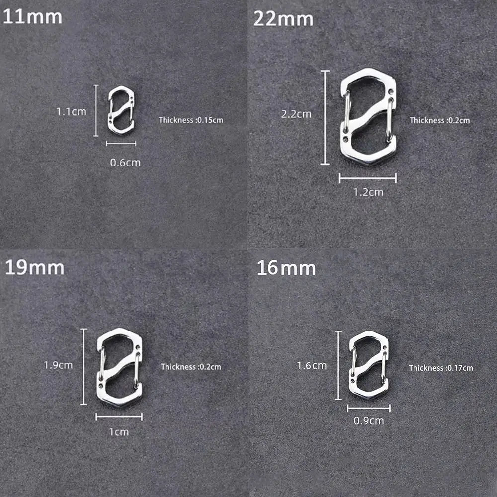 10PCS Stainless Steel Backpack Buckle S Type Handmade Carabiner with Lock Silver Necklace Clasps Jewelry Accessories