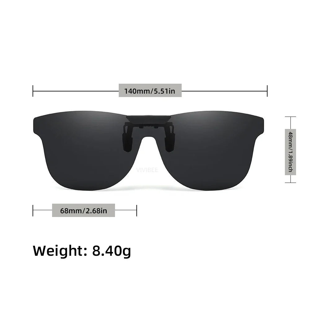 VIVIBEE Square Non Polarized Flip Up Clip On Sunglasses Dark Anti Glare Lens UV400 See Digital Screen Car Driving Sun Glasses