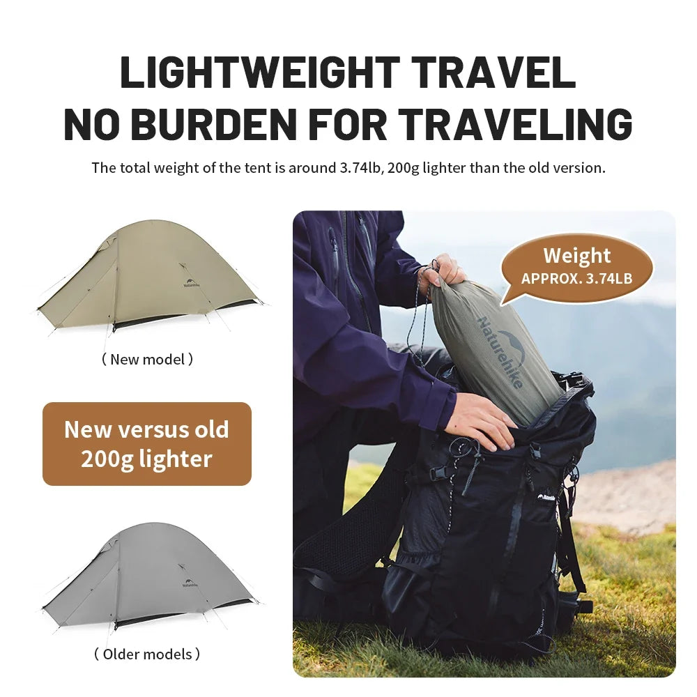 Naturehike Cloud Up 2 Pro Two Person Hiking Tent Lightweight Outdoor Camping Professional Camping Equipment