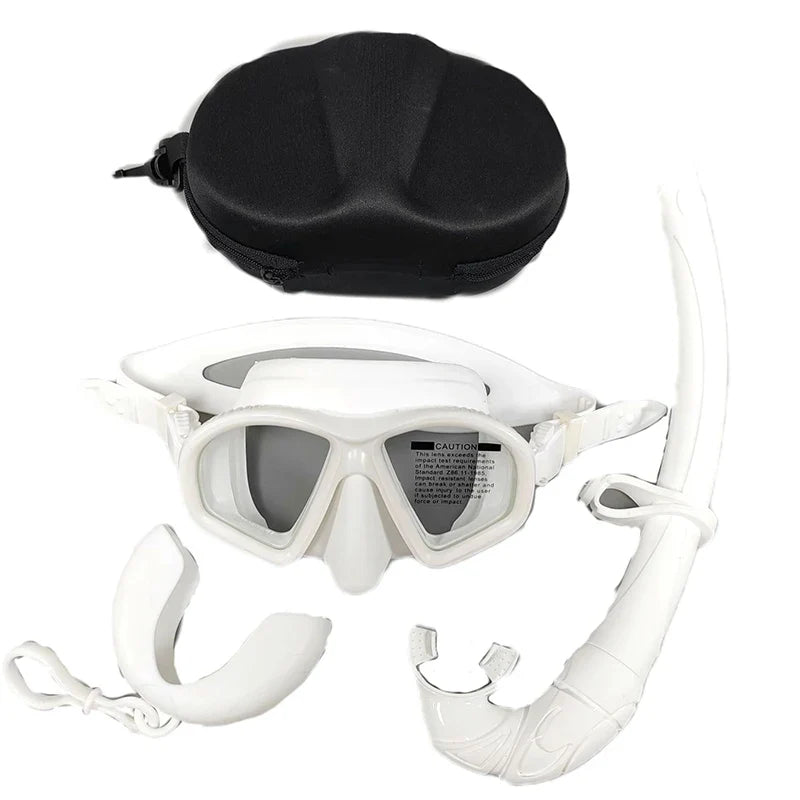 [C]Foldable Snorkel J-type Diving Mask With Camera Mount Tempered Glass Freediving Mask Snorkeling Set
