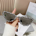 Cat glasses, oversized rhinestone sunglasses, personalized and trendy retro metallic sunglasses with diamonds