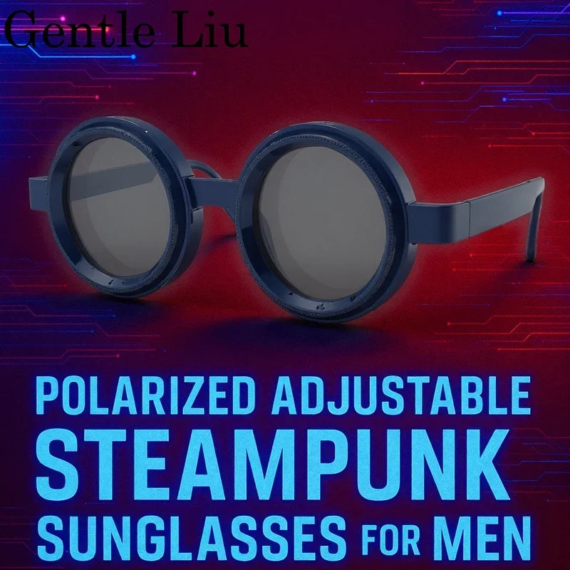 ND9 Adjustable Dimming Polarized Round Sunglasses Men 2026 Luxury Brand Punk Fishing Sun Glasses Outdoor Eyewear UV400 Shades