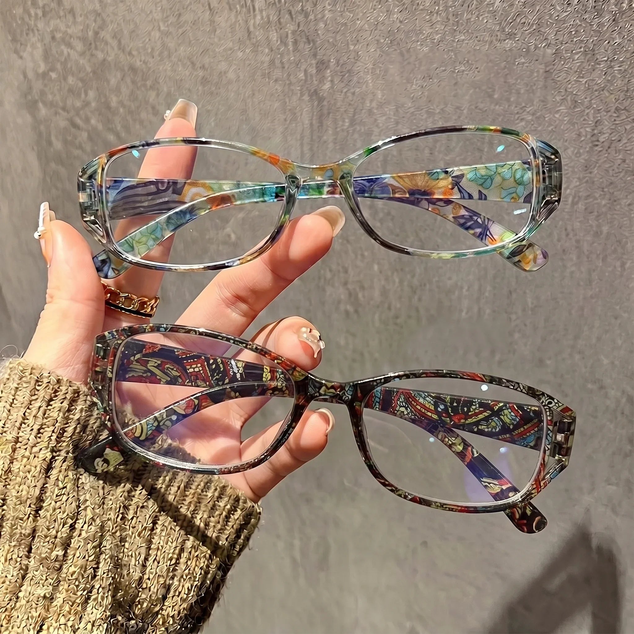 Buy 3 Get 3 Free Retro Small Frame Printed Reading Glasses Set with Anti Blue Light for Daily Reading, a Great Gift for Elders