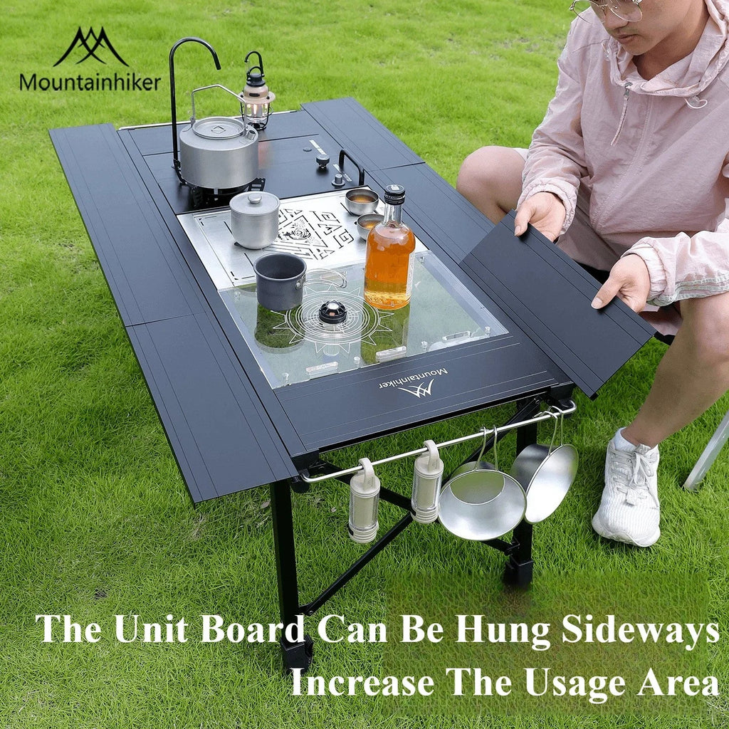 Mountainhiker Camping Folding Lift Removable Multi Unit IGT Table Gas Stove Portable Camp BBQ Grill Table Outdoor Picnic table