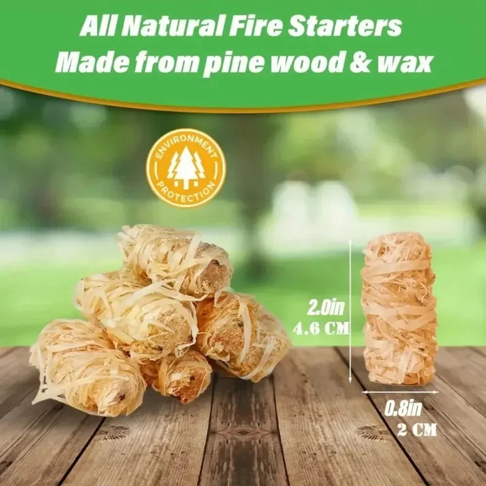 Natural Wax Wood Fire Starter Sticks 30/60/100Pcs for BBQ, Fireplace, Chimney Oven, Charcoal Lighter, Outdoor Camping