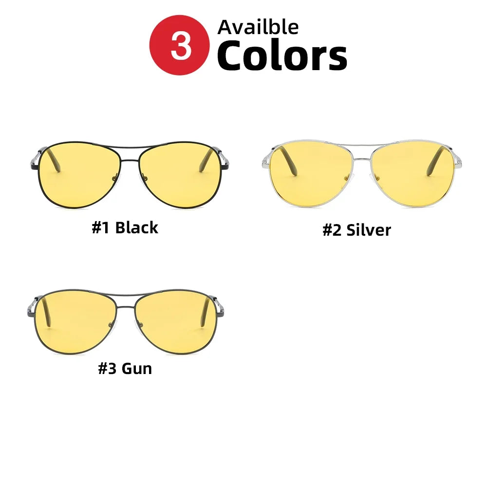 VIVIBEE Pilot Night Vision Glasses for Driving Nocturna Yellow Polarized UV400 Lens Aviation Goggles Men Nightvision Sunglasses