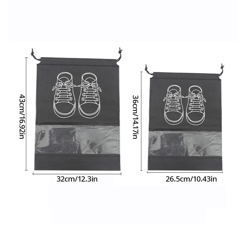 5pcs Shoes Storage Bag Closet Organizer Non Woven Travel Portable Bag Waterproof Pocket Clothing Classified Draw Hanging Bag