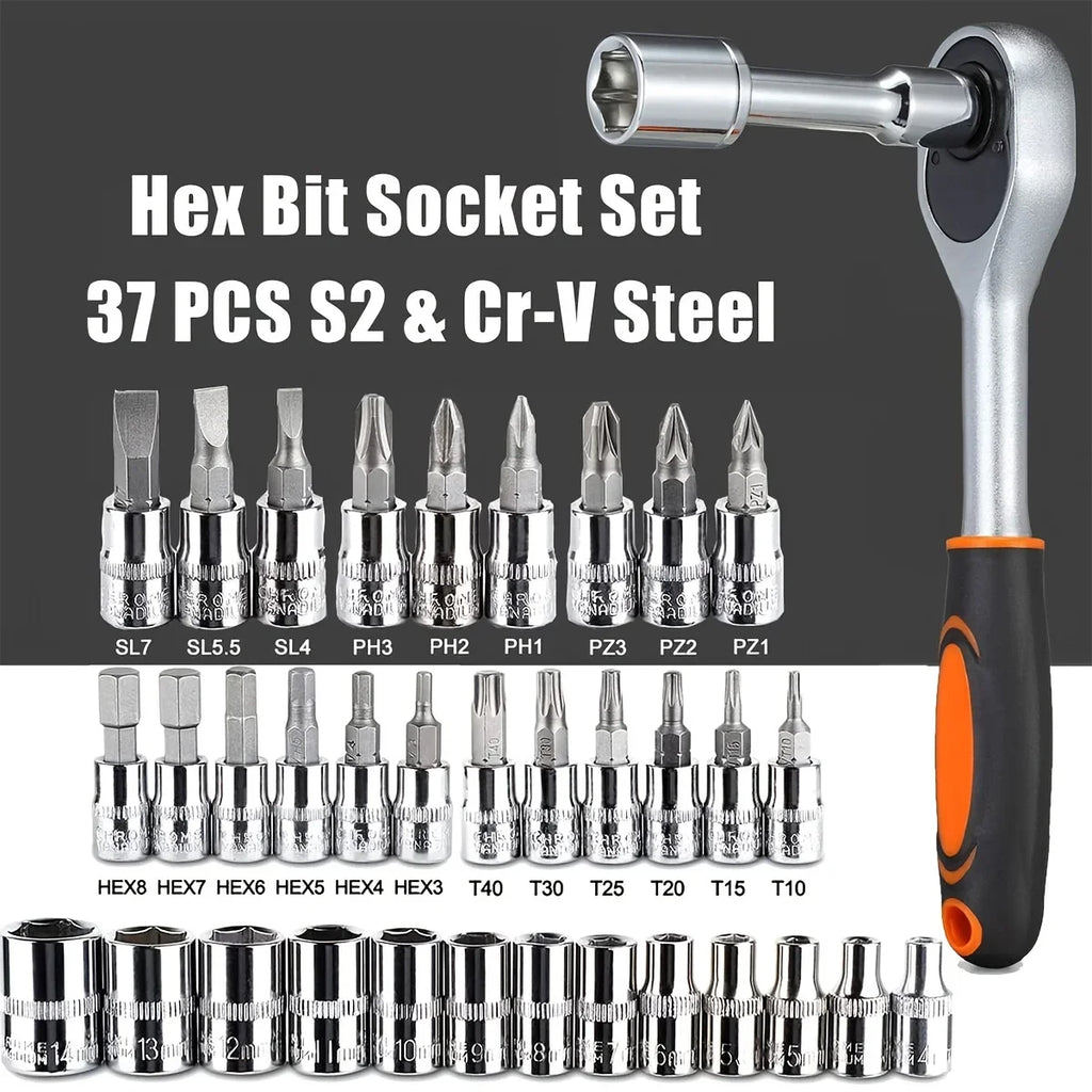 2025 New 46 Piece Auto Repair Combination Ratchet Wrench Vehicle mounted Socket Maintenance Tool Set with Storage Tool Box