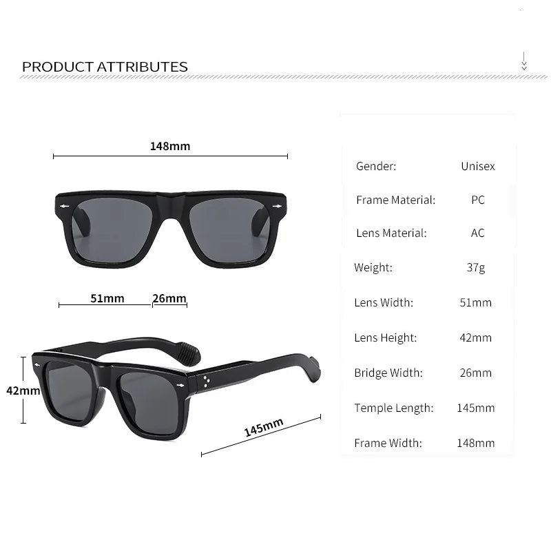 Hot Ins Popular Square Sunglasses Women Men Vintage Rivets Punk Female Shades UV400 Fashion Male Sun Glasses