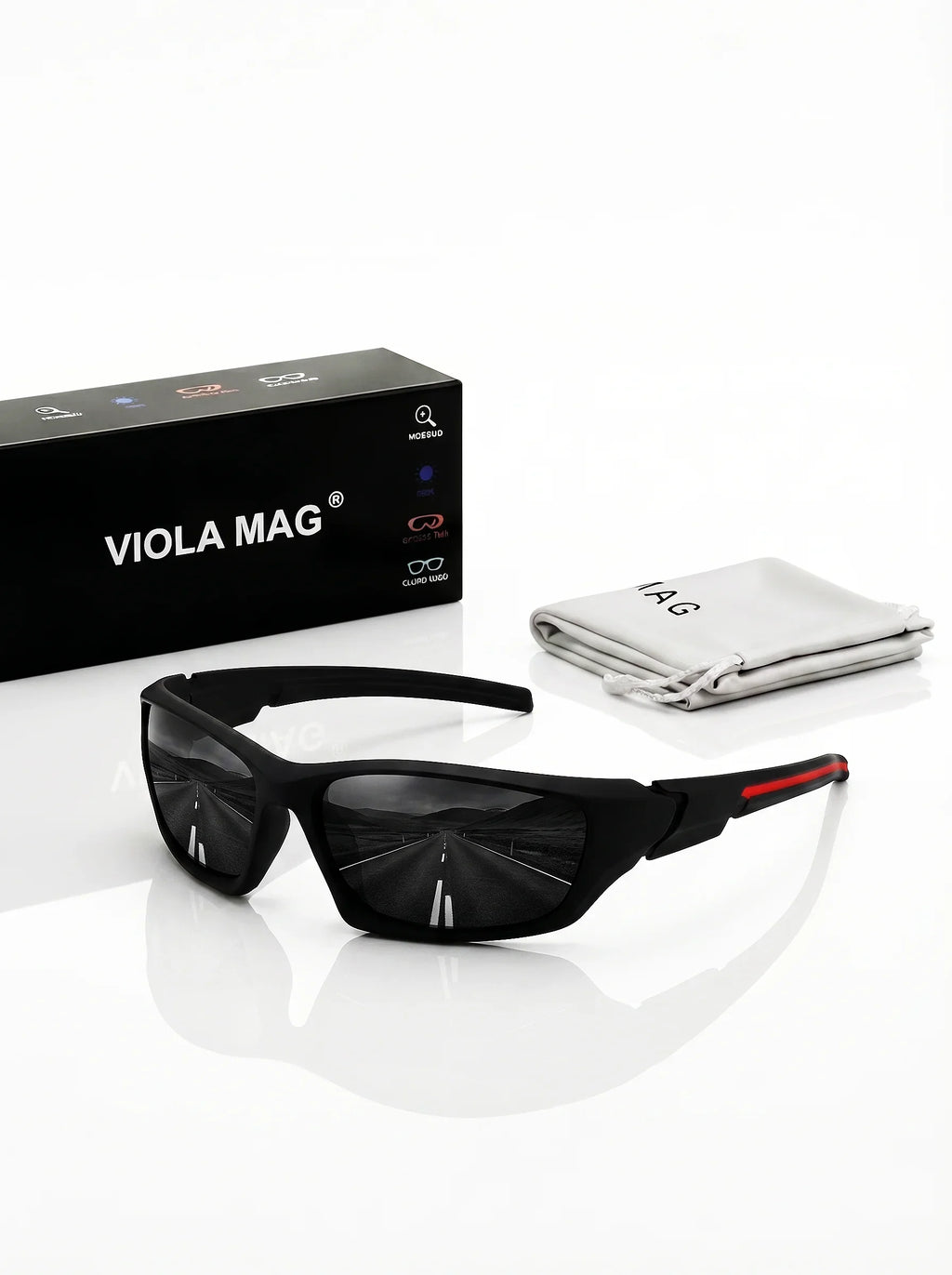 VIOLA MAG Premium  Sports Sunglasses, Ultra-Light TR90 Frame  Wrap Around Eyewear, Fashion Driving Fishing Shades with Luxury Ve