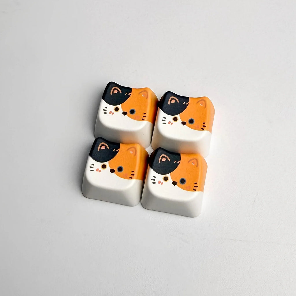 Cute Cat 4 in 1 Keyboard Button Keychain Portable Mini Cute Cat Themed Keyboard Key Pendant