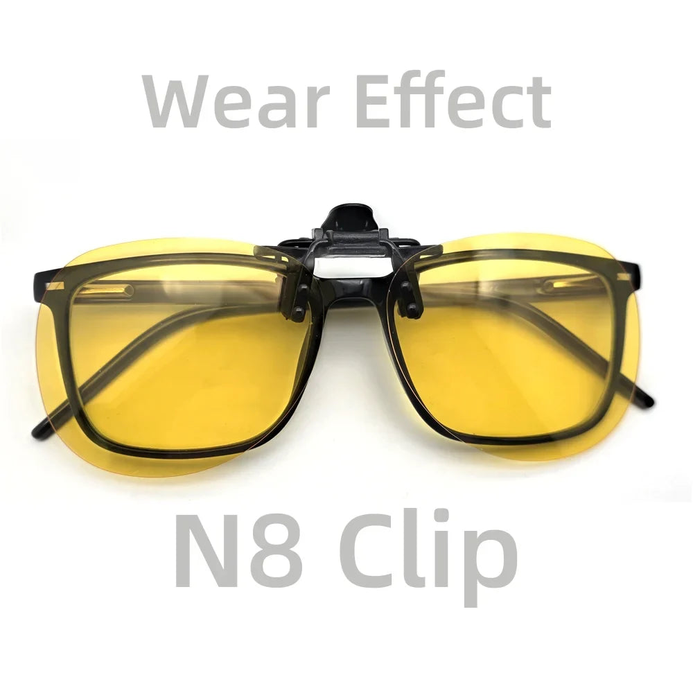 VIVIBEE Flip Up Clip On Night Vision Glasses Polarized Men Driving Yellow Sunglasses Women UV400 Fishing Universal Clips